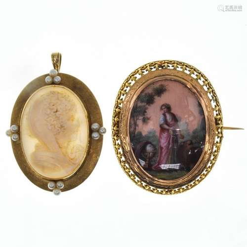 Two Antique Gold Brooches