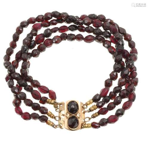 A Four Strand Garnet Bracelet