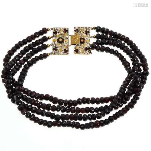 A Four Strand Garnet Necklace