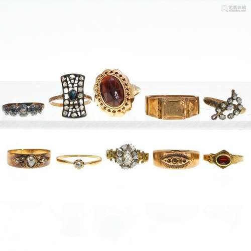 A Collection of Ten Ladies 14KG Rings