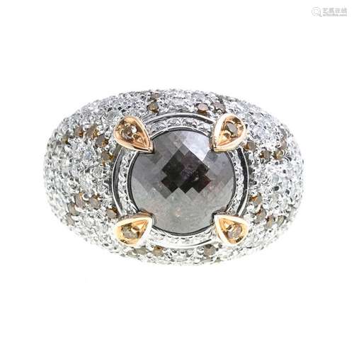 A Ladies Faceted Brown Diamond Cocktail Ring