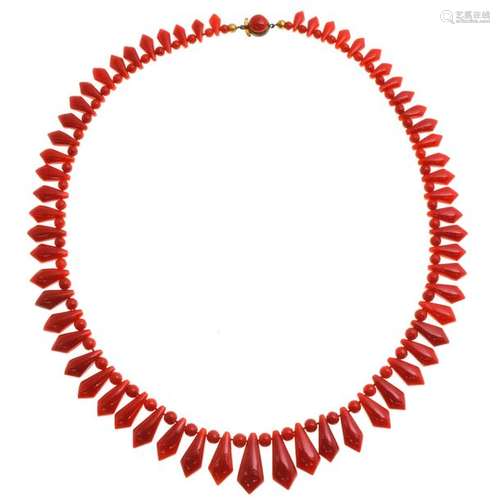 A 19th Century Italian Faceted Red Coral Necklace