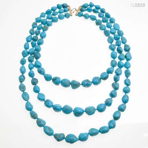 A Three Strand Turquoise Necklace