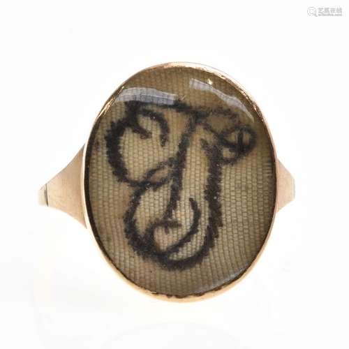 A Ladies Antique Initial Ring with Hair Work