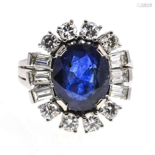 A 14KWG Ladies Diamond and Sapphire Ring