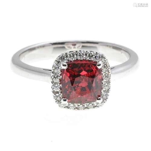 A Ladies 14KWG Spinel and Diamond Ring