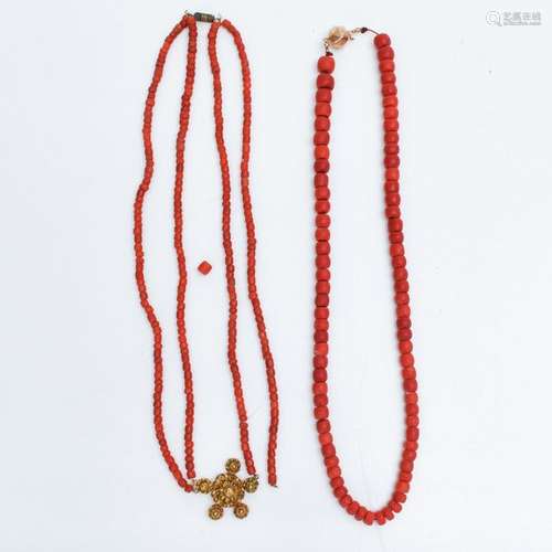 Two 19th Century Red Coral Necklaces