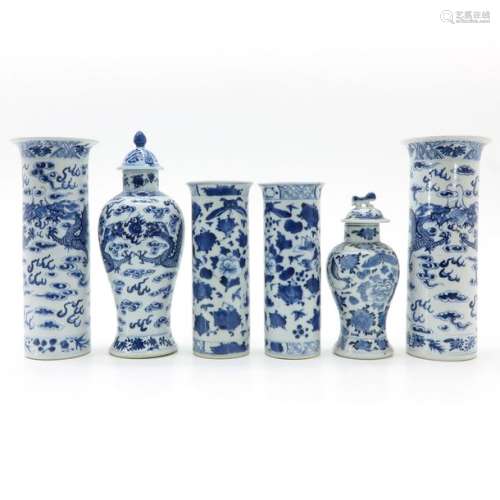 Five Garniture Vases