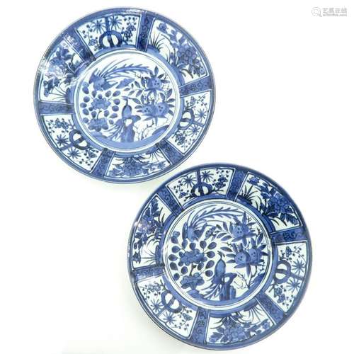 A Pair of Blue and White Arita Chargers