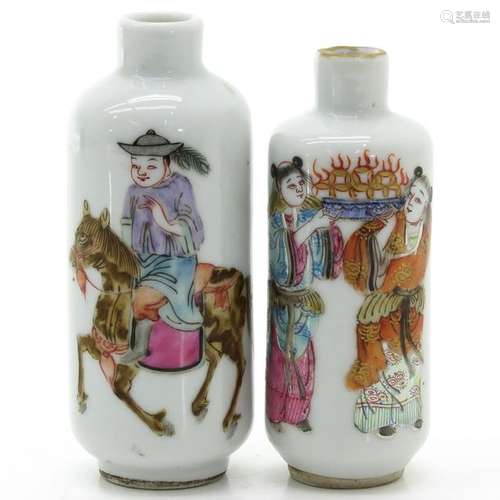 Two Polychrome Decor Snuff Bottles