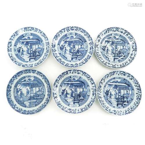 Six Blue and White Decor Plates