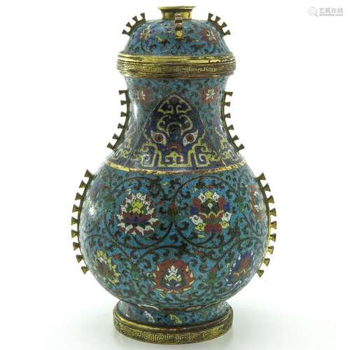 A Cloisonne Gilt Bronze Vase with Cover