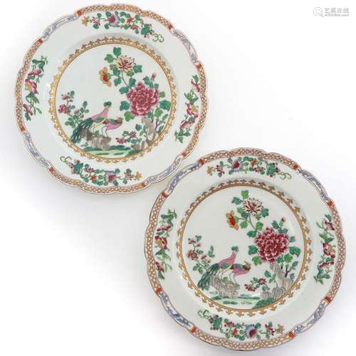 A Pair of Famille Rose Plates