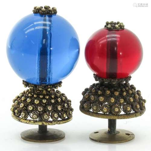 Two Mandarin Hat Finials