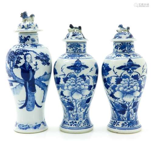 Three Garniture Vases