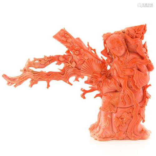 A Carved Red Coral Sculpture