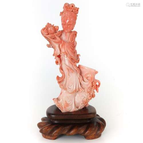 A Carved Red Coral Sculpture