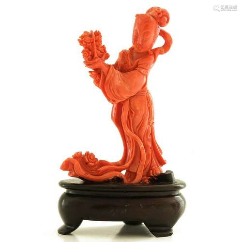 A Carved Red Coral Sculpture