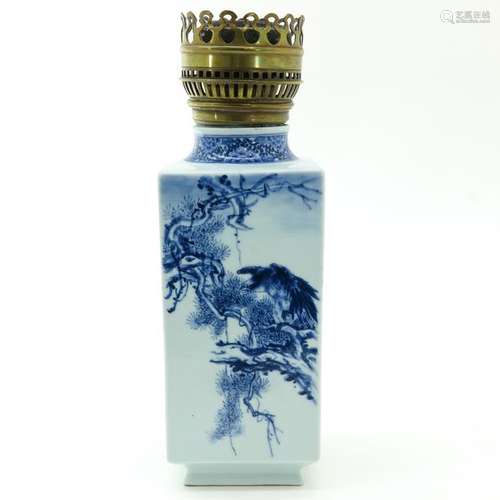 A Blue and White Decor Square Vase