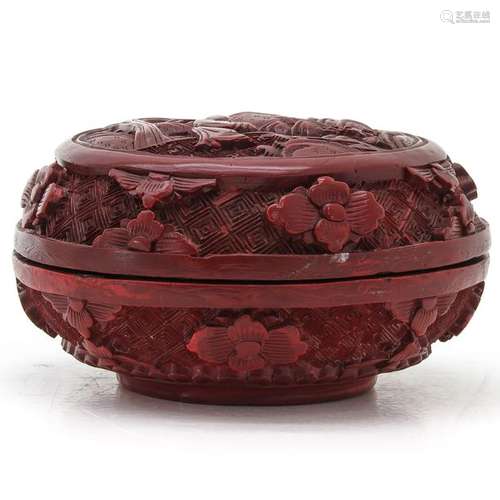 A Red Round Lacquer Box