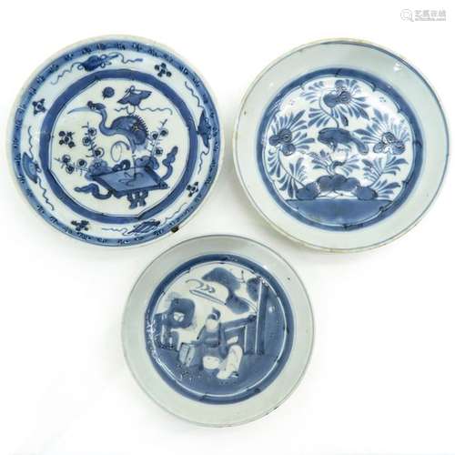 Three Blue and White Plates