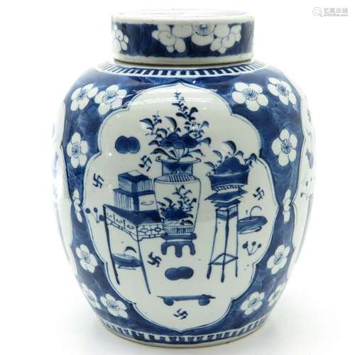 A Blue and White Decor Ginger Jar