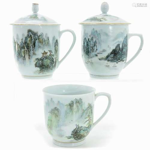 Three Qianjiang Cai Decor Cups