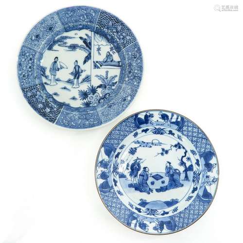 Two Blue and White Plates