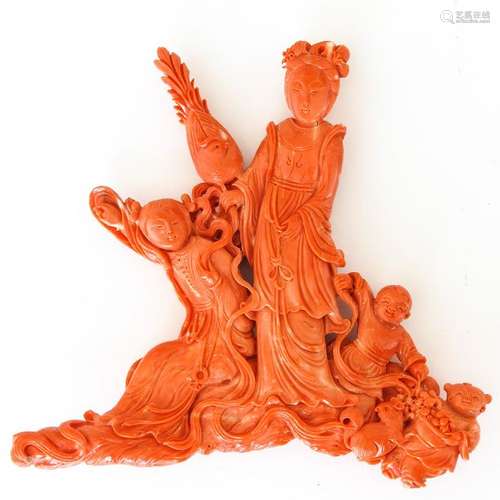 A Carved Red Coral Sculpture