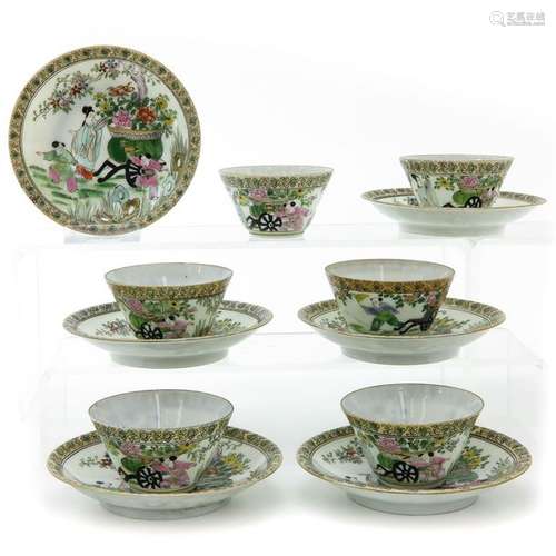 A Set of Six Cups and Saucers