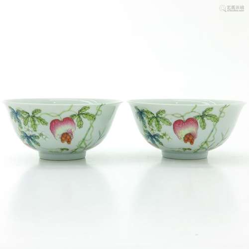 A Pair of Famille Rose Decor Bowls