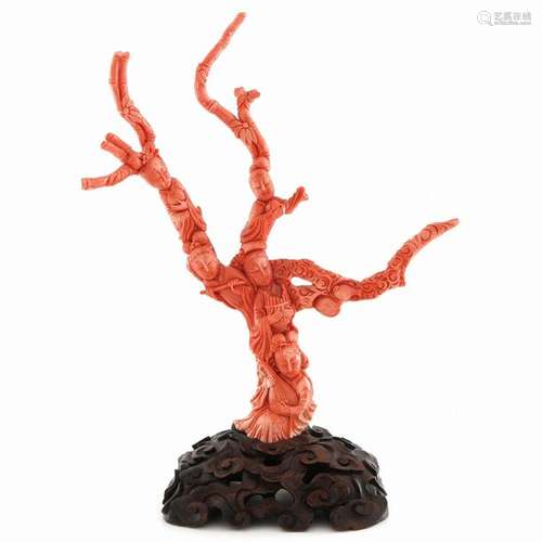 A Carved Red Coral Sculpture