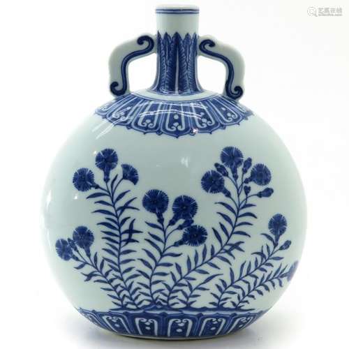 A Blue and White Decor Moon Bottle Vase