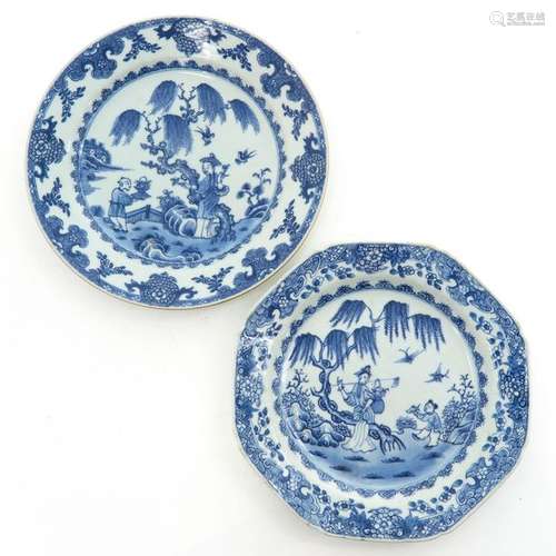 Two Blue and White Decor Plates