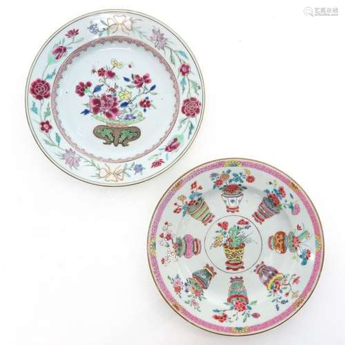 Two Famille Rose Decor Plates