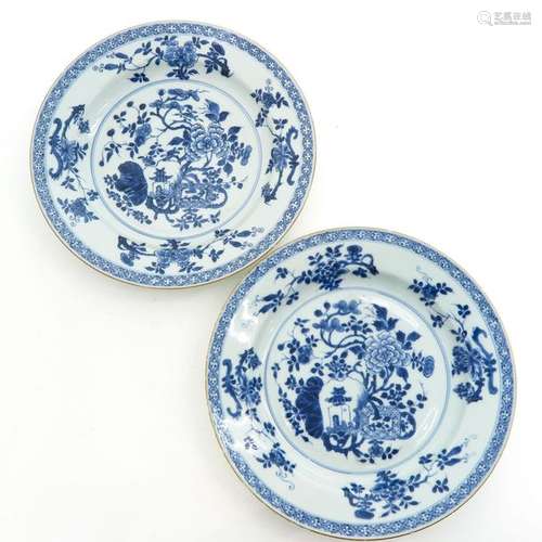 A Pair of Blue and White Plates