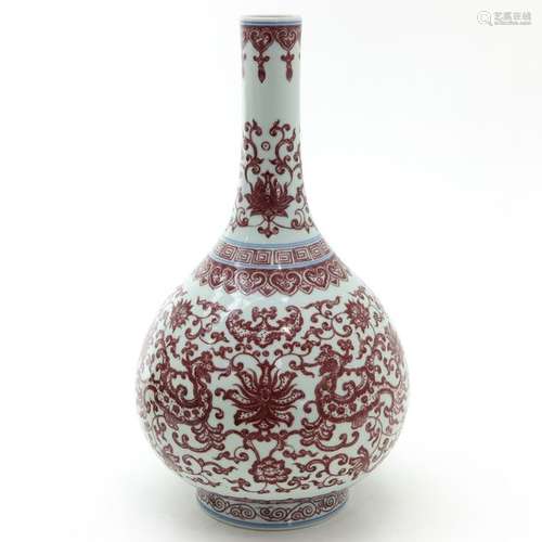 A Red Floral Decor Bottle Vase