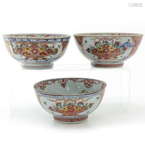 A Series of Three Polychrome Decor Bowls