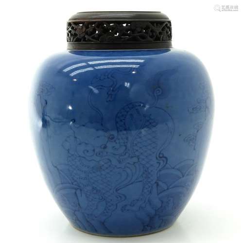 A Blue Glaze Decor Ginger Jar