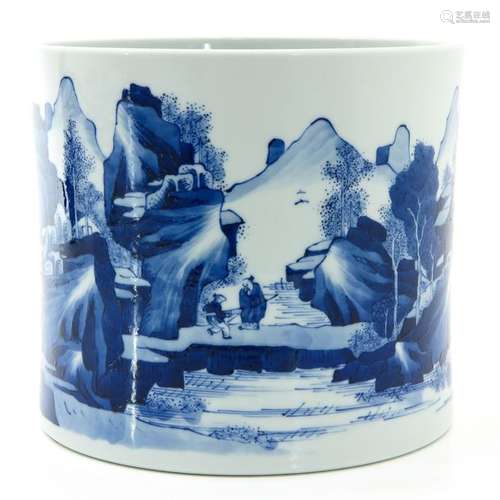 A Blue and White Brush Pot