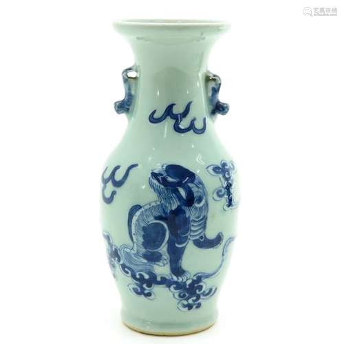 A Celadon and Blue Decor Vase