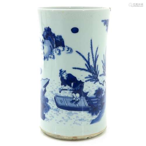 A Blue and White Decor Brush Pot