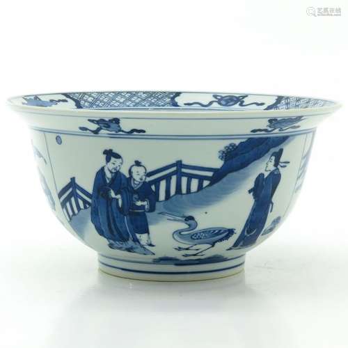 A Blue and White Decor Flared Rim Bowl