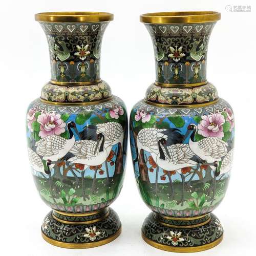 A Pair of Cloisonne Vases