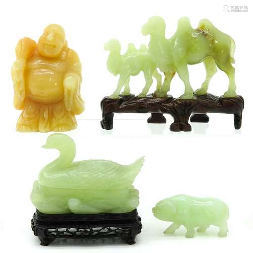 A Collection of Six Carved Jade Sculptures