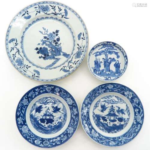 Four Blue and White Decor Plates