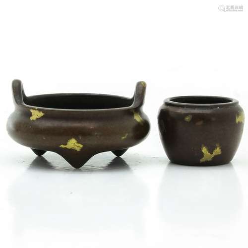 Two Bronze Miniature Censers