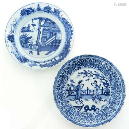 Two Blue and White Decor Plates