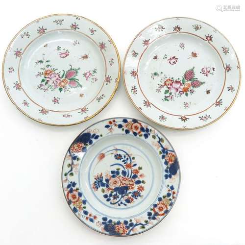 Three Polychrome Decor Plates