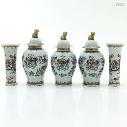 A Five Piece Miniature Garniture Set